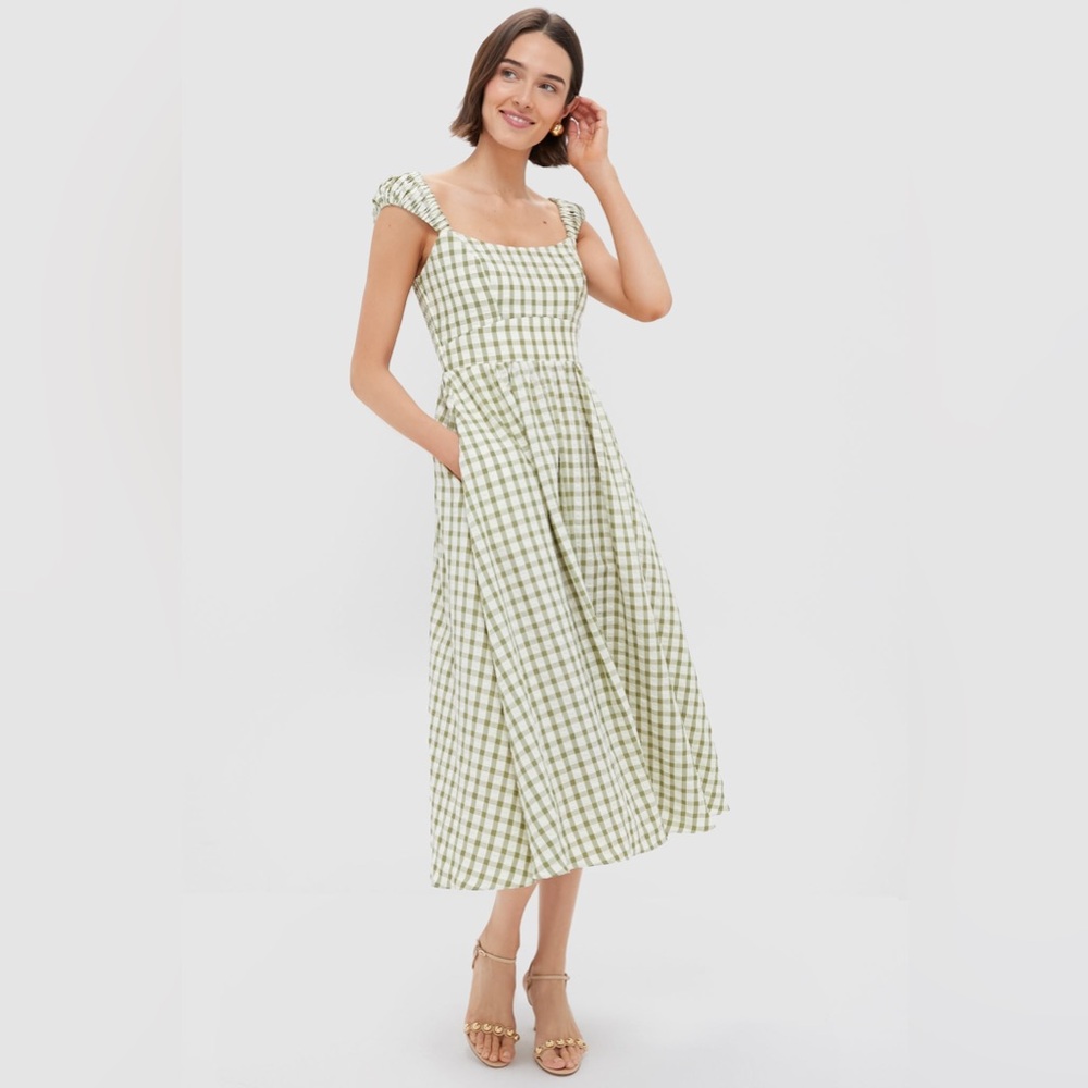 Tuckernuck Green and White Gingham Midi Dress